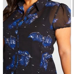 Bat Celestial Sheer Top Cosmic star sake Night